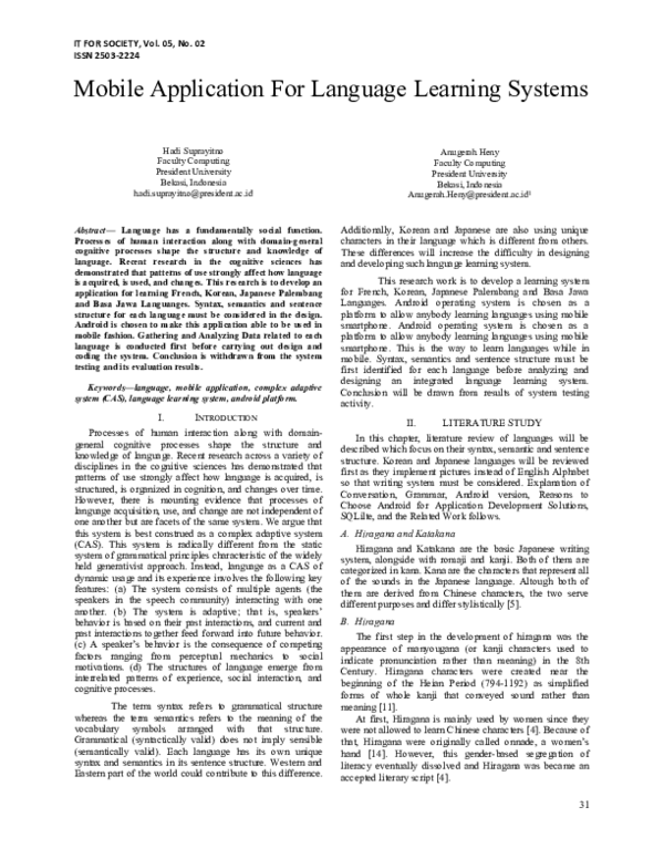 (PDF) Mobile Application For Language Learning Systems