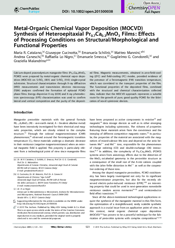 (PDF) Metal organic chemical vapor deposition (MOCVD) perspectives and ...
