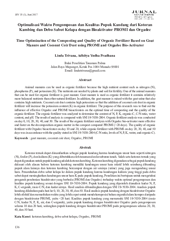 (PDF) Optimalisasi Waktu Pengomposan dan Kualitas Pupuk Kandang dari ...