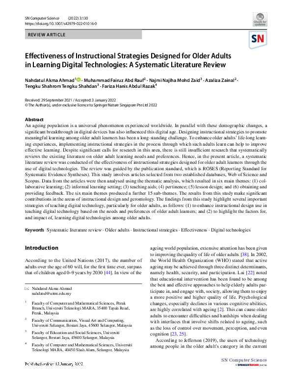 (PDF) Effectiveness of Instructional Strategies Designed for Older