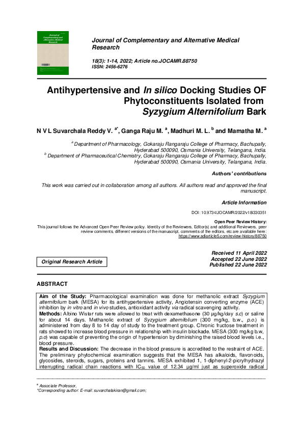(PDF) Antihypertensive and In Silico Docking Studies OF ...