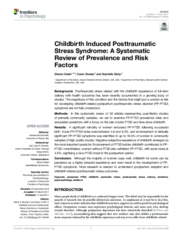 (PDF) Childbirth Induced Posttraumatic Stress Syndrome: A Systematic ...