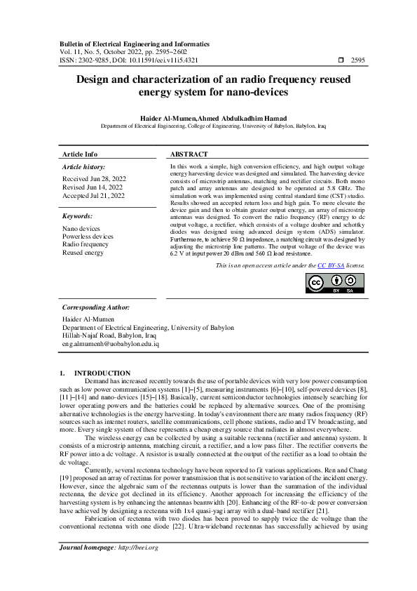 (PDF) Design and characterization of an radio frequency reused energy ...