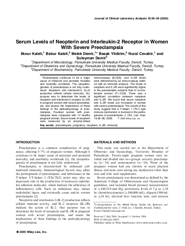 (PDF) Serum levels of neopterin and interleukin-2 receptor in women ...