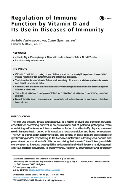 (PDF) Regulation of Immune Function by Vitamin D and Its Use in ...