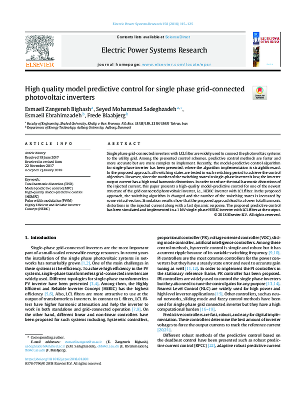 (PDF) High quality model predictive control for single phase grid ...