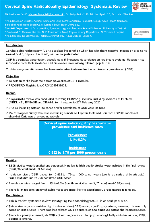 (PDF) Cervical spine radiculopathy epidemiology: A systematic review