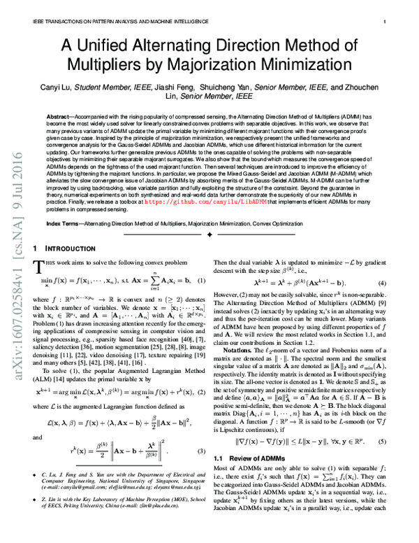 (PDF) A Unified Alternating Direction Method of Multipliers by ...