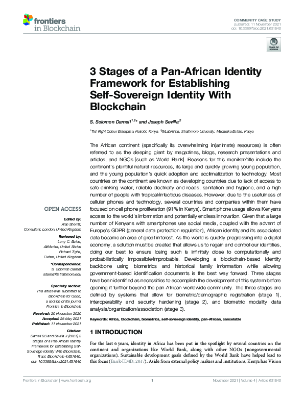 (PDF) 3 Stages of a Pan-African Identity Framework for Establishing ...