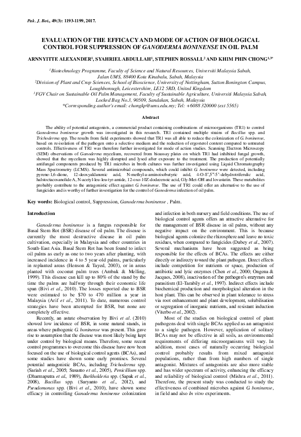 (PDF) Evaluation of the Efficacy and Mode of Action of Biological ...