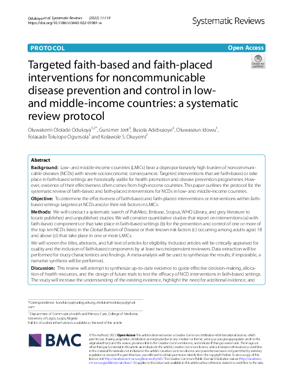 (PDF) Targeted faith-based and faith-placed interventions for ...