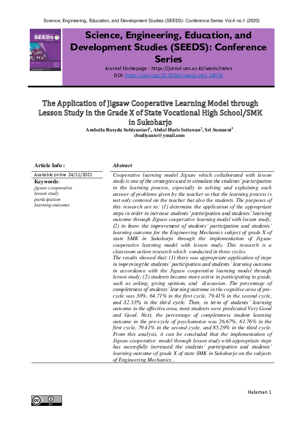 (PDF) The Application of Jigsaw Cooperative Learning Model through ...