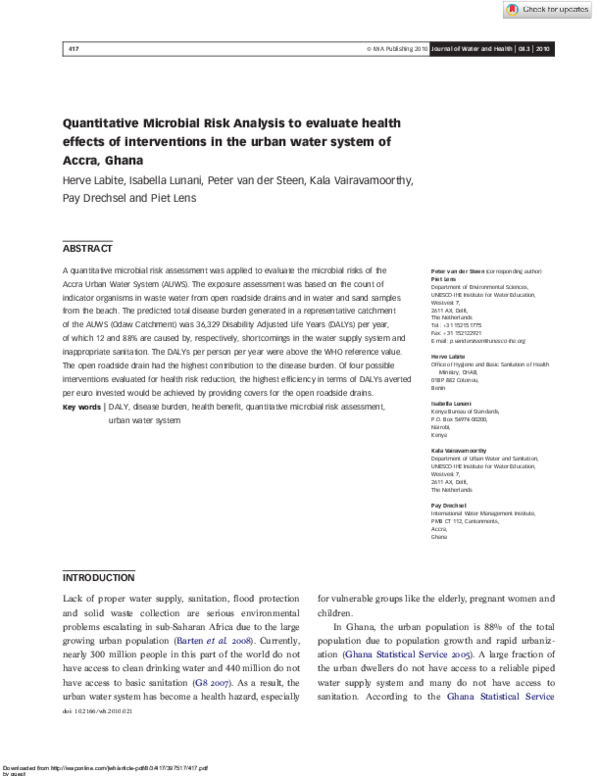 (PDF) Quantitative Microbial Risk Analysis to evaluate health effects ...