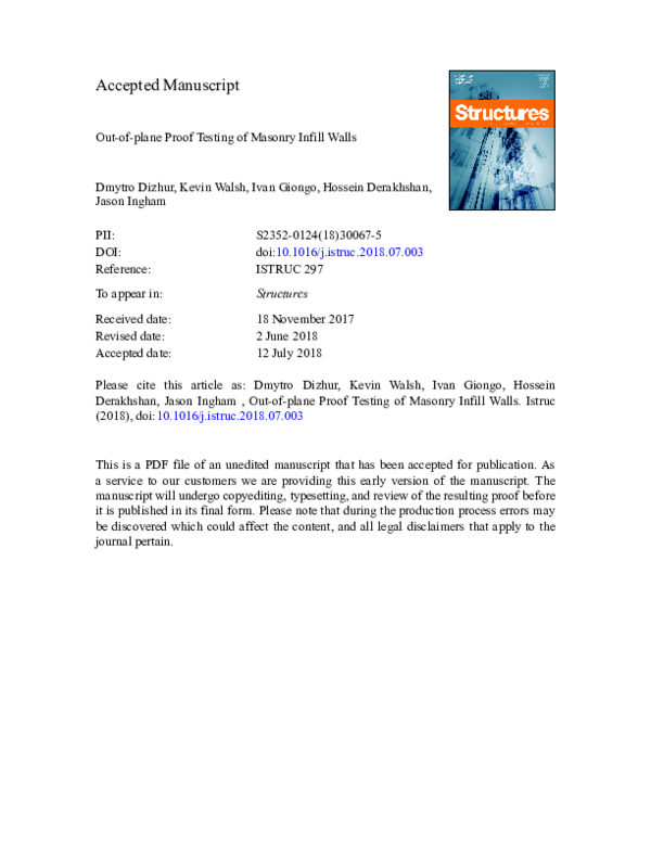 (PDF) Out-of-plane Proof Testing of Masonry Infill Walls