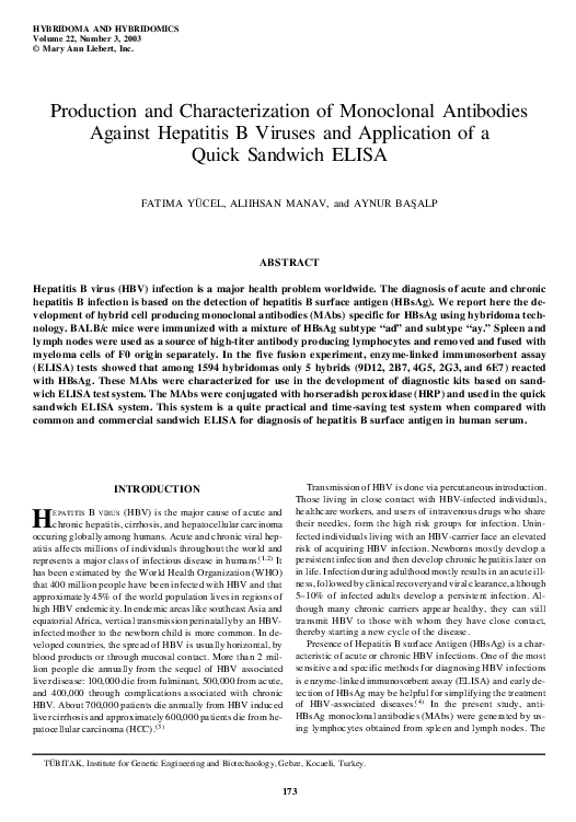 (PDF) Production and Characterization of Monoclonal Antibodies Against ...