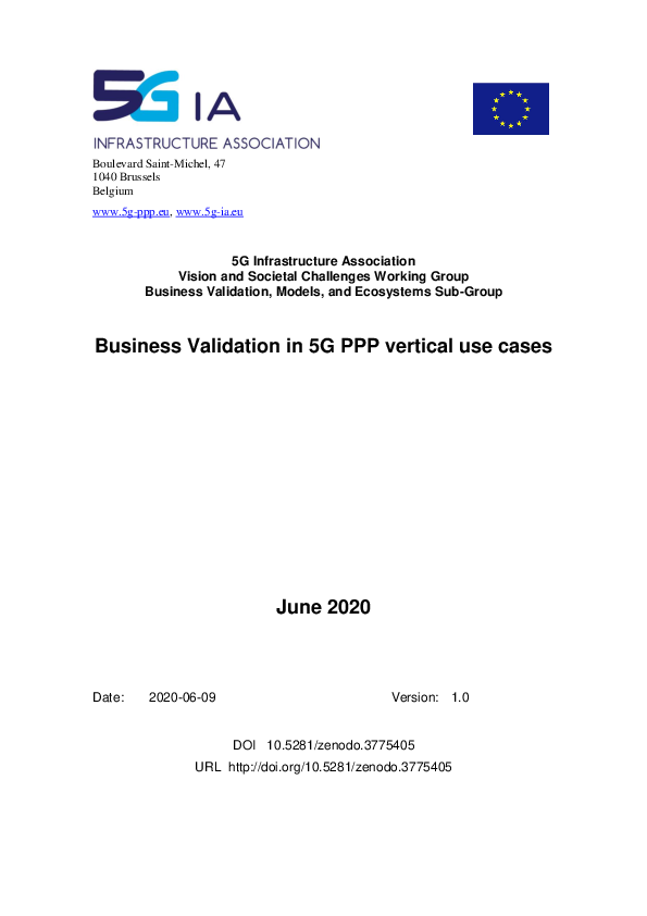 (PDF) Business Validation in 5G PPP vertical use cases