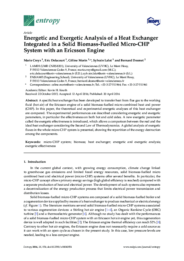 (PDF) Energetic and Exergetic Analysis of a Heat Exchanger Integrated ...