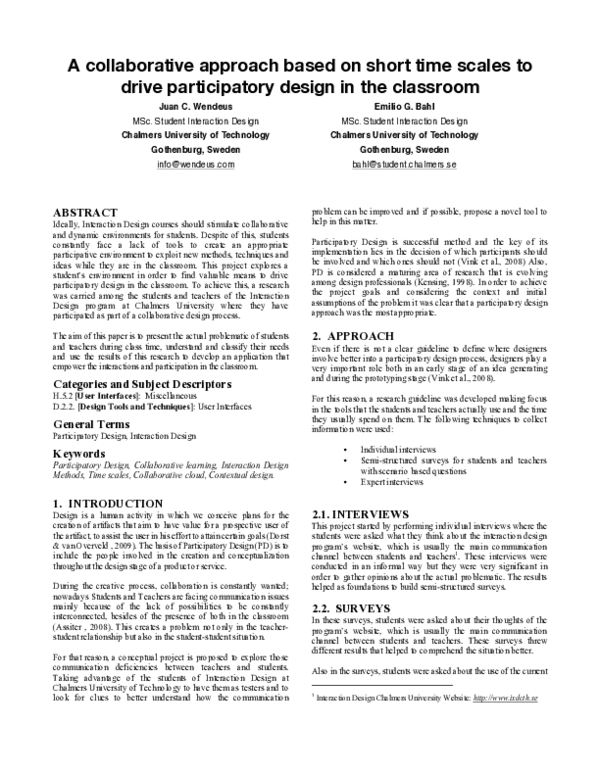 (PDF) A collaborative approach based on short time scales to drive ...