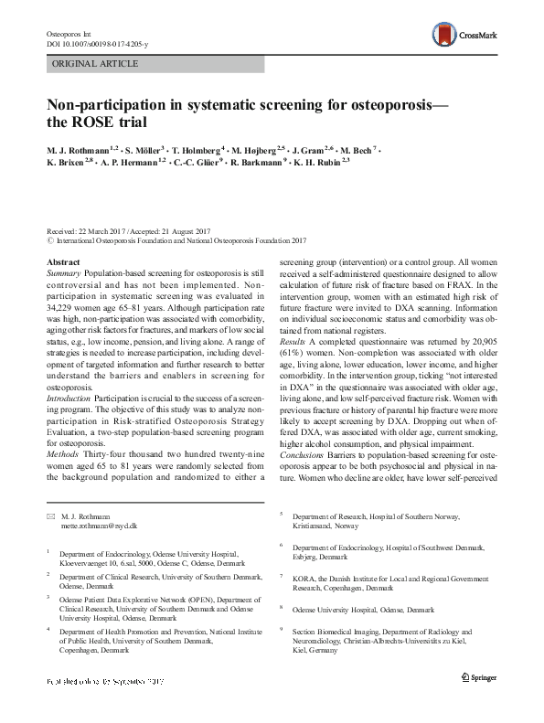 (PDF) Non-participation in systematic screening for osteoporosis—the ...