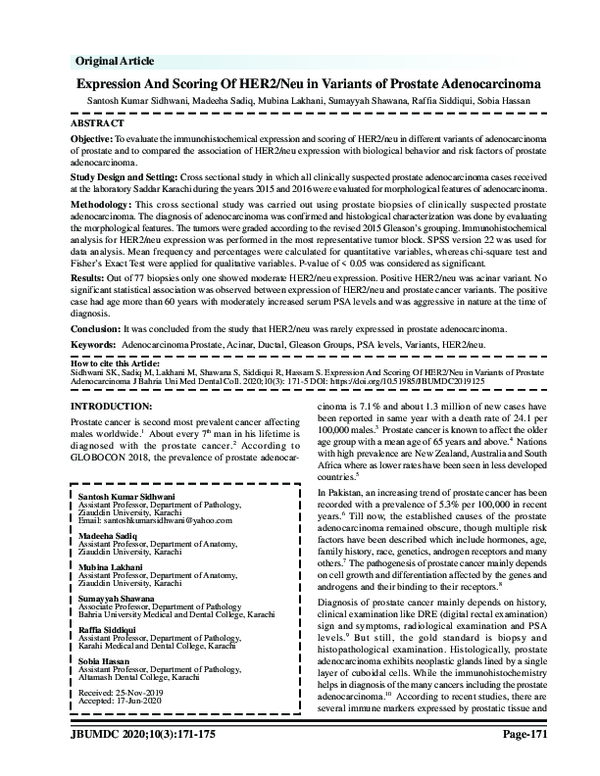 (PDF) Expression And Scoring Of HER2/Neu in Variants of Prostate ...