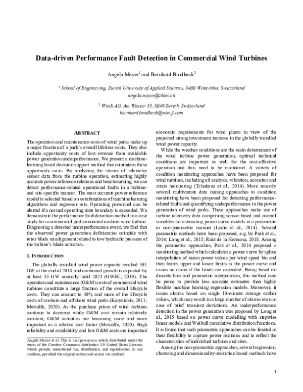 (PDF) Data-driven Performance Fault Detection in Commercial Wind ...