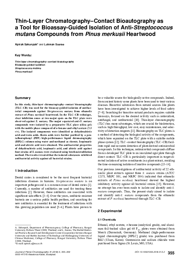 (PDF) Thin-layer chromatography–contact bioautography as a tool for ...