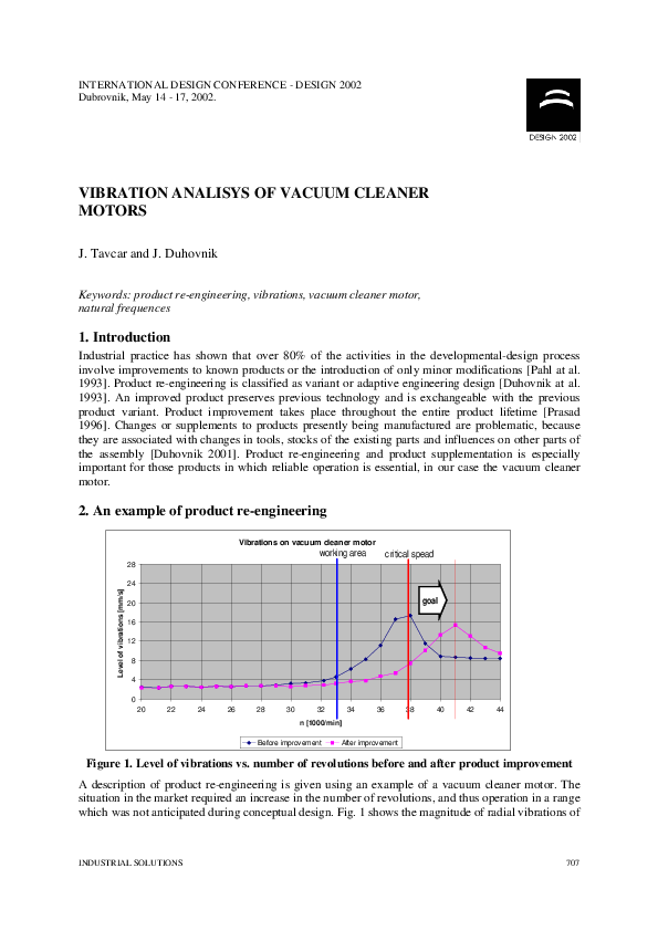 (PDF) Vibration Analysis of Vacuum Cleaner Motors Joze Tavcar