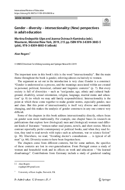 Pdf Gender Diversity Intersectionality New Perspectives In