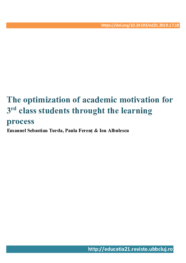 (PDF) The optimization of academic motivation for 3rd class students ...