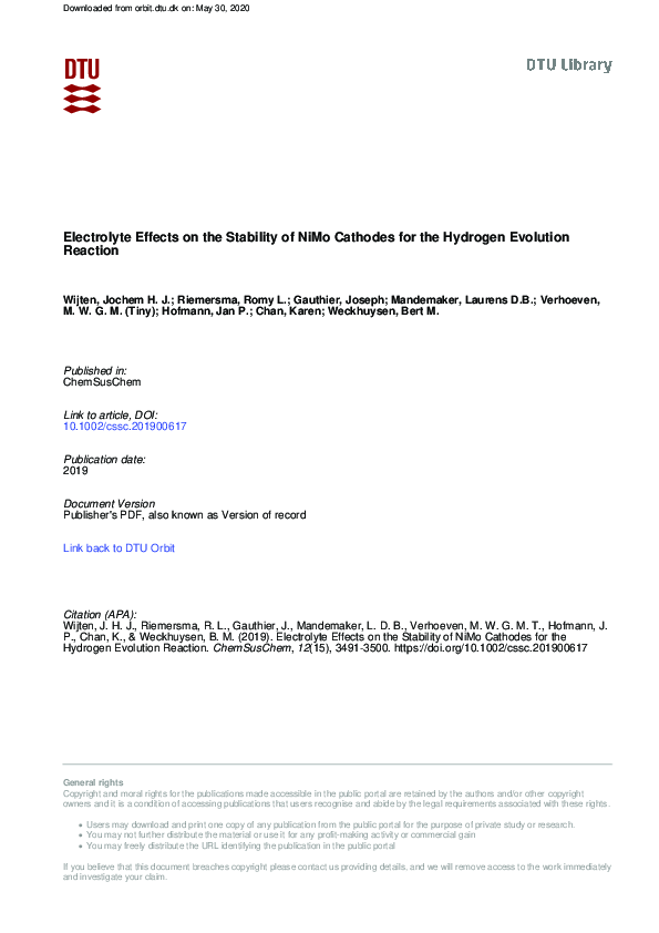 (PDF) Electrolyte Effects on the Stability of Ni−Mo Cathodes for the ...