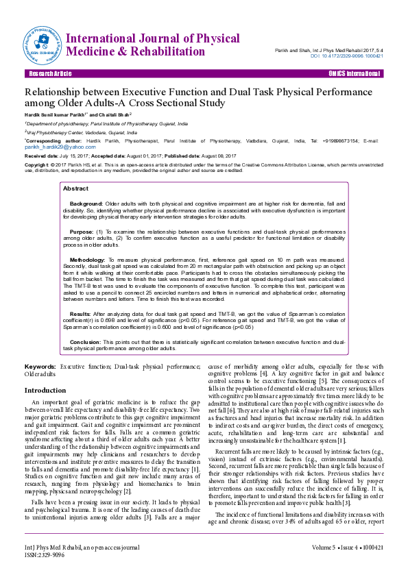 (PDF) Relationship between Executive Function and Dual Task Physical ...