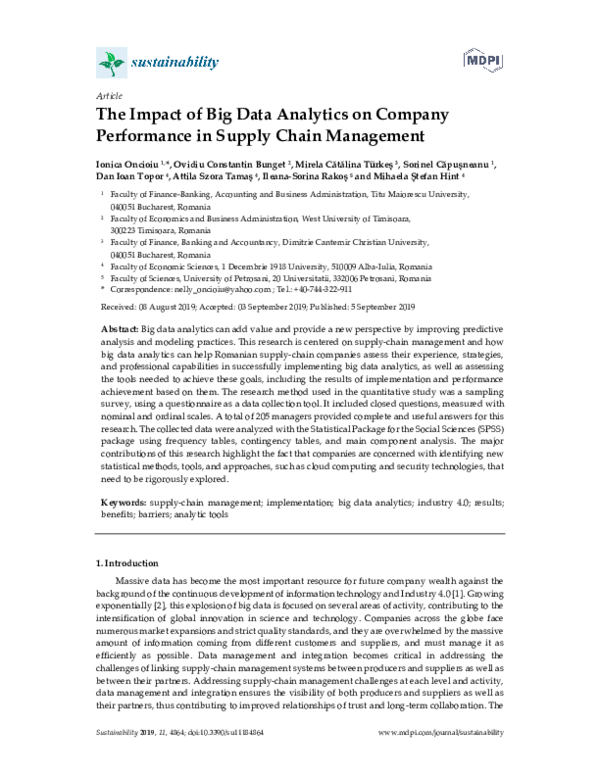 (PDF) The Impact of Big Data Analytics on Company Performance in Supply ...