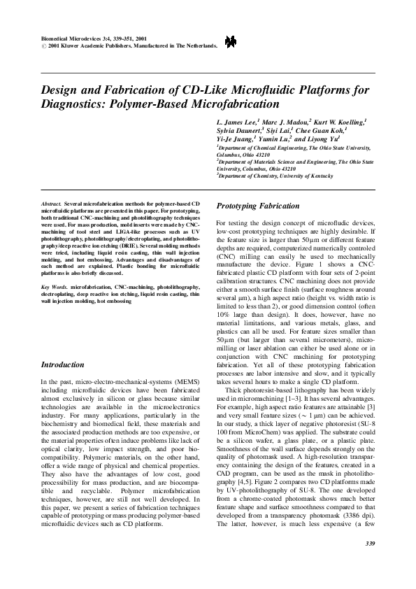 (PDF) Design and Fabrication of CD-Like Microfluidic Platforms for ...