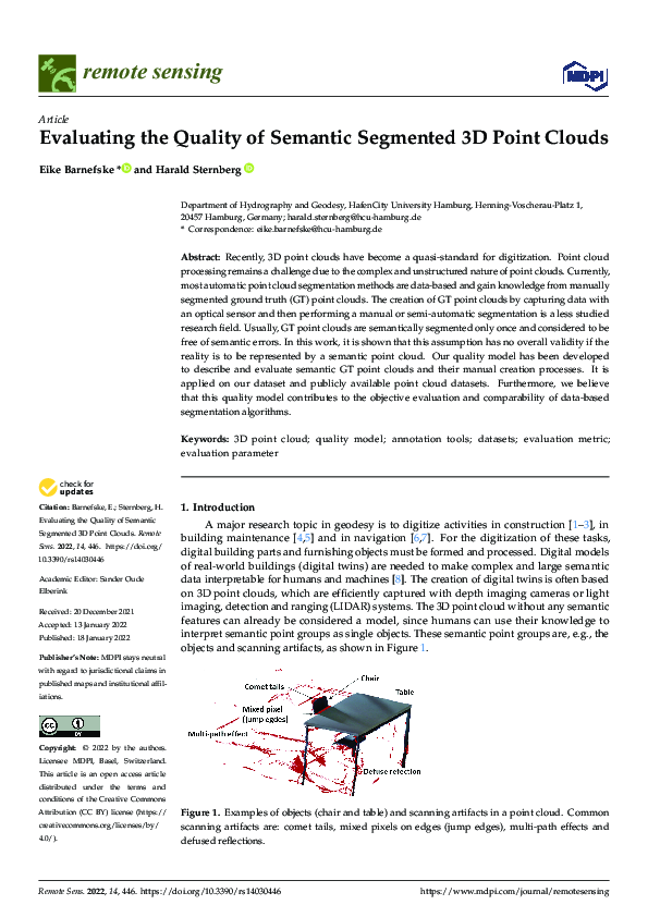(PDF) Evaluating the Quality of Semantic Segmented 3D Point Clouds ...