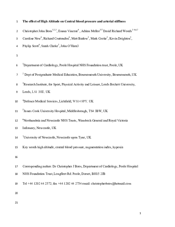 (PDF) The effect of high altitude on central blood pressure and ...
