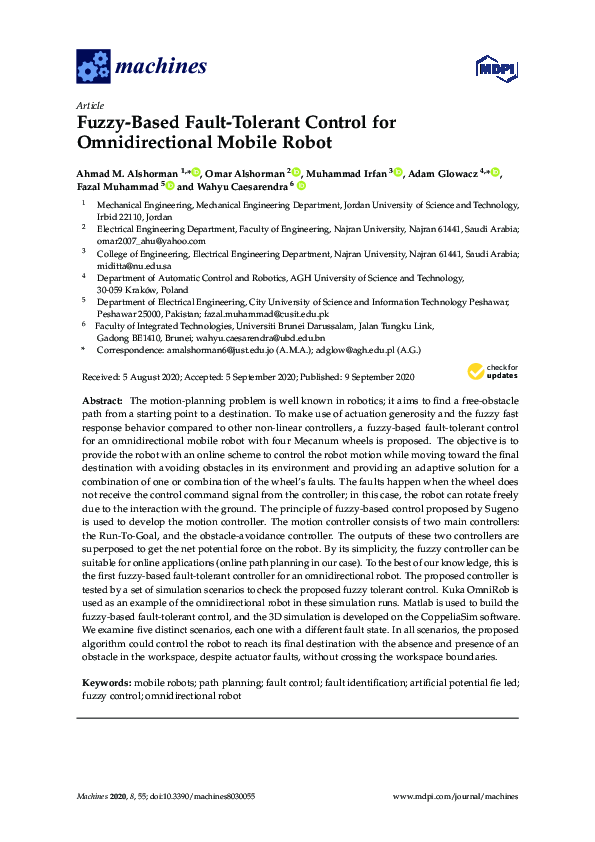 (PDF) Fuzzy-Based Fault-Tolerant Control for Omnidirectional Mobile Robot