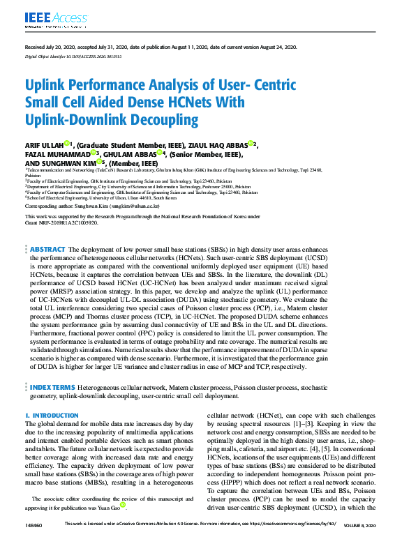 (PDF) Uplink Performance Analysis of User- Centric Small Cell Aided ...