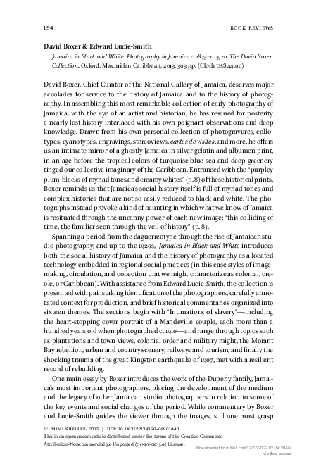 (PDF) Book Review: Jamaica in Black and White: Photography in Jamaica c ...