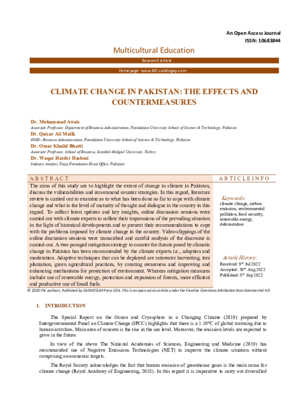 (PDF) Climate Change in Pakistan