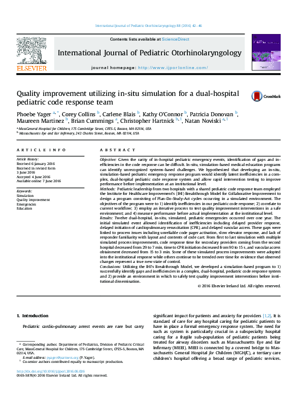 (PDF) Quality improvement utilizing in-situ simulation for a dual ...