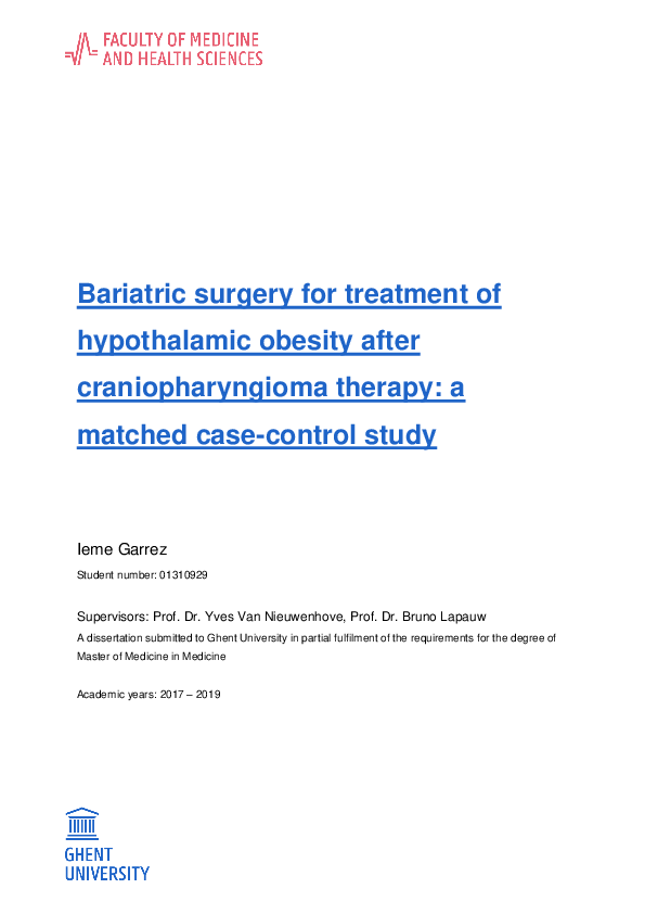 (PDF) Bariatric Surgery for Treatment of Hypothalamic Obesity After ...