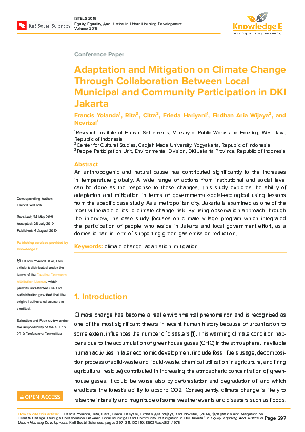 (PDF) Adaptation and Mitigation on Climate Change Through Collaboration ...