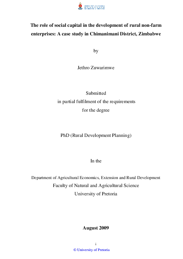 (PDF) The role of social capital in the development of rural non-farm ...