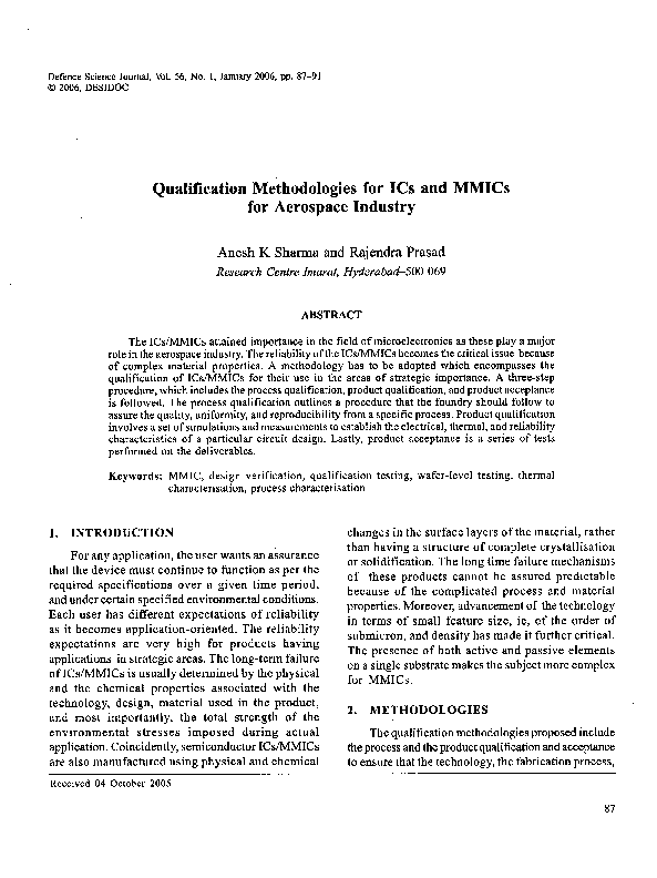 (PDF) Qualification Methodologies for ICs and MMICs for Aerospace Industry