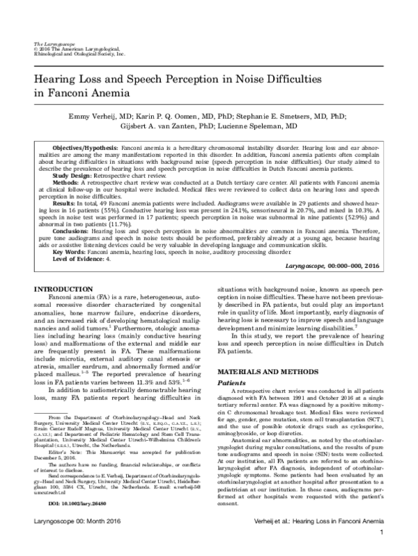 (PDF) Hearing loss and speech perception in noise difficulties in ...