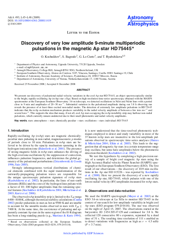 (PDF) Discovery of very low amplitude 9-minute multiperiodic pulsations ...