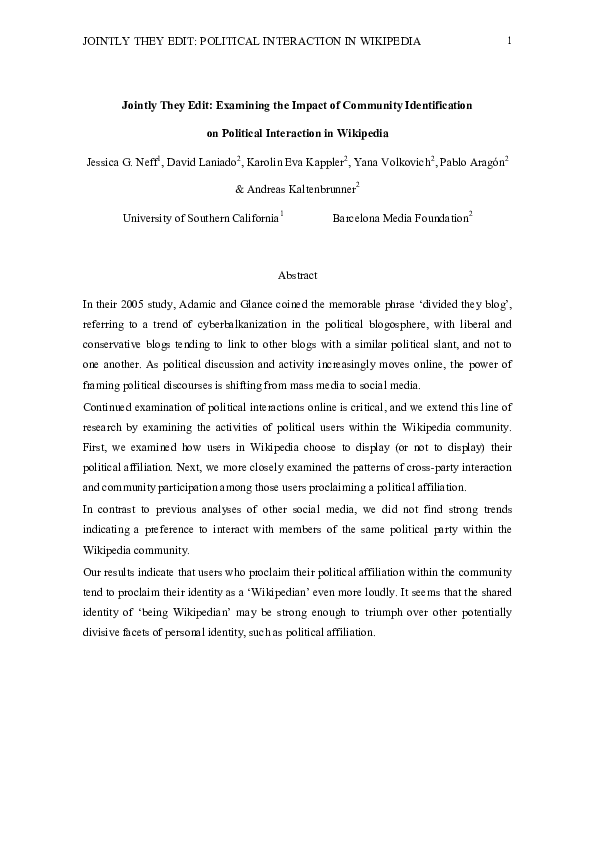 (PDF) Jointly They Edit: Examining the Impact of Community ...