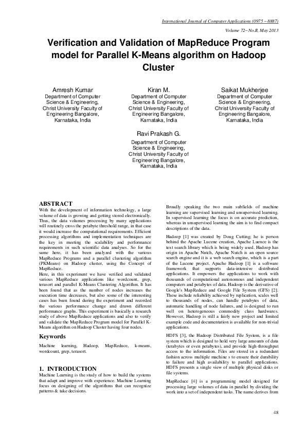 (PDF) Verification and Validation of MapReduce Program model for ...