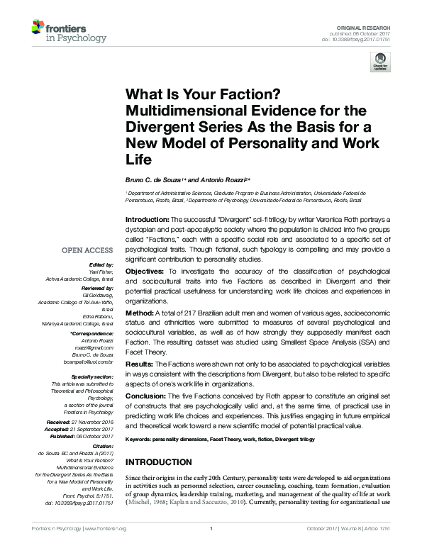 (PDF) What Is Your Faction? Multidimensional Evidence for the Divergent ...