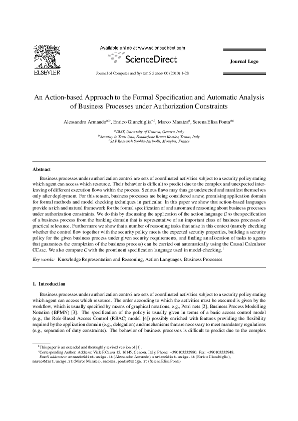 (PDF) An action-based approach to the formal specification and ...
